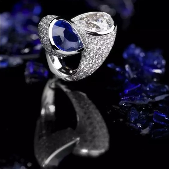 New Women’s 925 Silver Beautiful Sapphire Ring - Picture 2 of 5